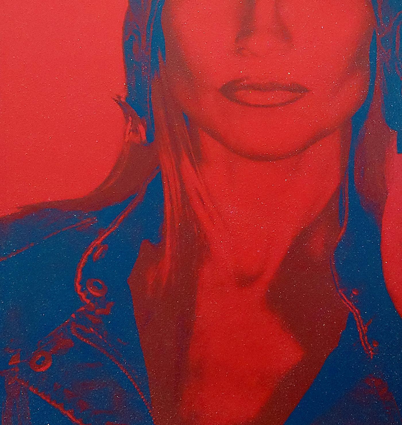 AVIATRIX Staubmantel mit roten und blauen Diamanten auf Leinwand (Pop-Art), Painting, von Ceravolo
