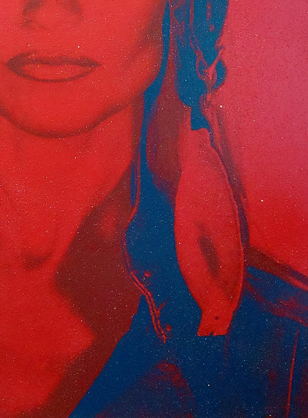 AVIATRIX Staubmantel mit roten und blauen Diamanten auf Leinwand (Rot), Portrait Painting, von Ceravolo