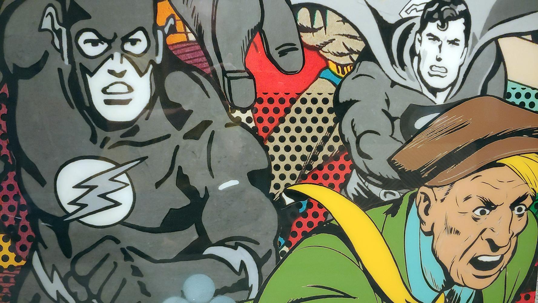 Batman y Robin, Superman y The Flash, Resina, 2016 - Mixed Media Art Arte pop de Ceravolo