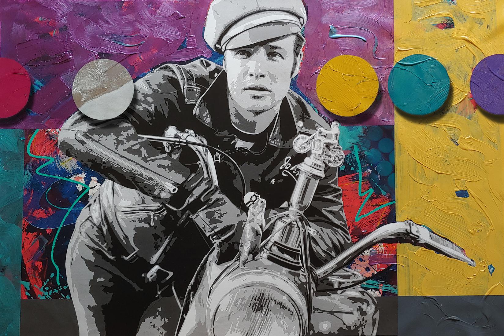 Brando and G, Mixed Media painting, oil, acrylic, spray paint & archival ink