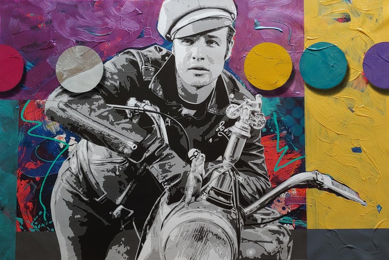 Ceravolo Brando And G Pop Art Oil And Acrylic Portrait With