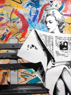 Marilyn and the Monkey AKA The Morning Paper, Acrylic and mixed media on canvas