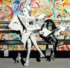 Marilyn and the Monkey AKA The Morning Paper, Acrylic and mixed media on canvas