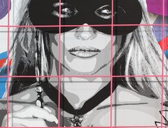 "Masquerade Party with PINK Metal Grid"   Acrylic and oil on canvas