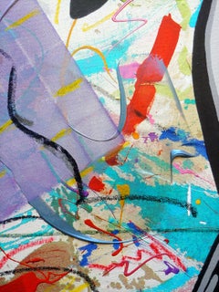 "Painting the Town Red" Acrylic, oil stick spray paint and mixed media on canvas