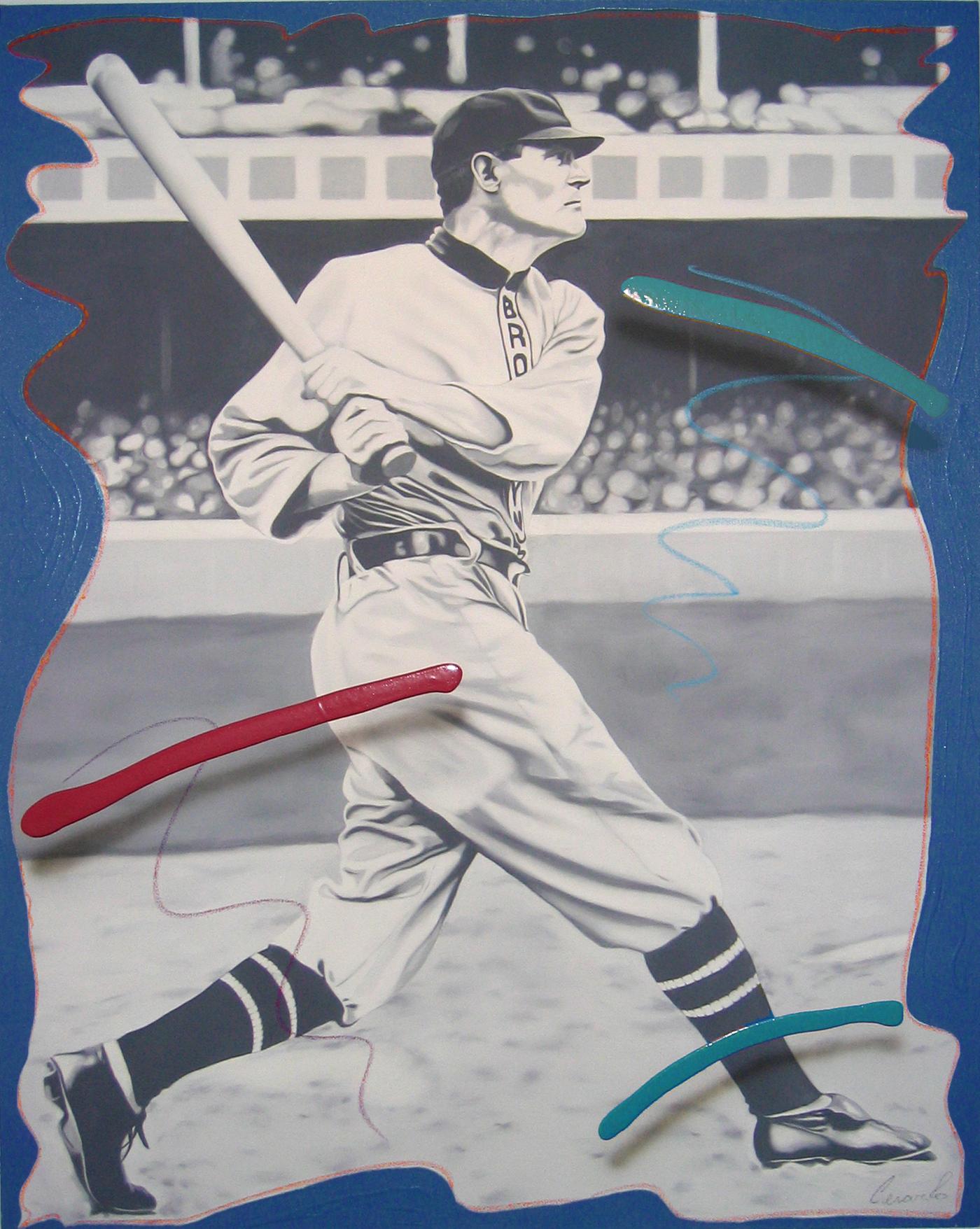 Figurative Painting de Ceravolo - Jugar a la pelota 1906 Brooklyn Dodgers 60x47" Óleo y acrílico sobre lienzo
