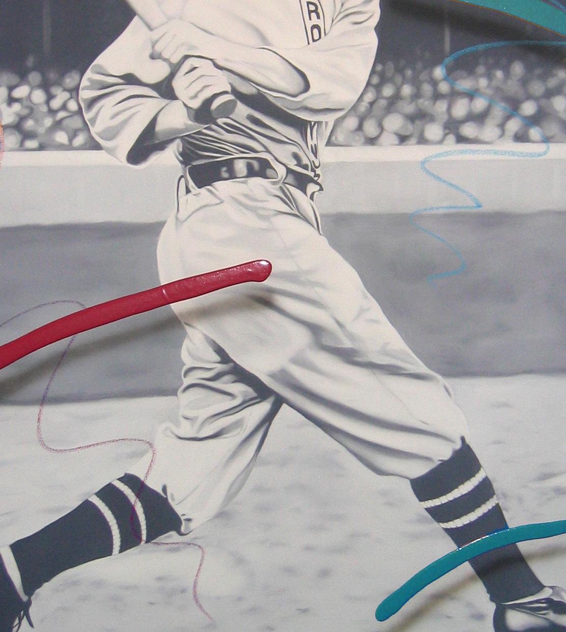 Jugar a la pelota Brooklyn Dodgers 1906  Óleo y acrílico sobre lienzo - Painting de Ceravolo