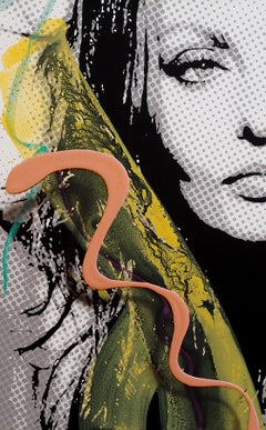 "Sophia 2"  Acrylic & oil stick on canvas with benday dot image