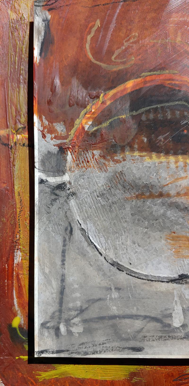 « The Eye of Chuck Close » (L'œil de Chuck Close), encaustique et bâton d'huile - Marron Portrait Painting par Ceravolo