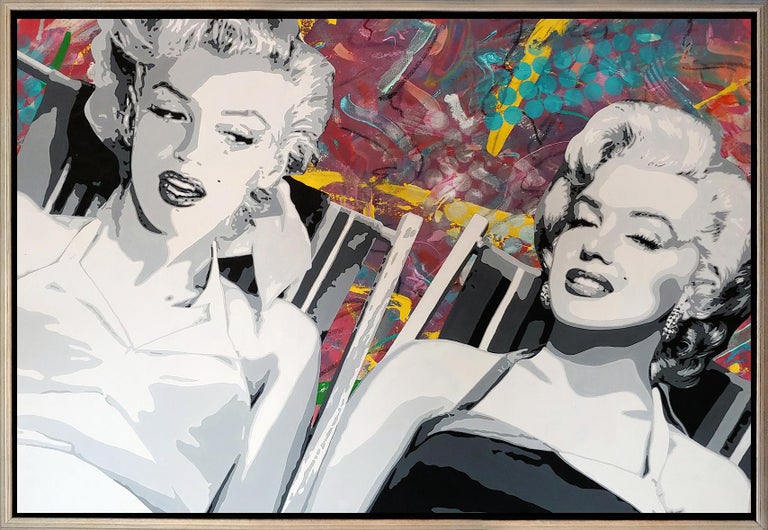 Ceravolo Figurative Painting - " The Two Marilyns"   Oil & Acrylic on canvas 46x66 original painting 