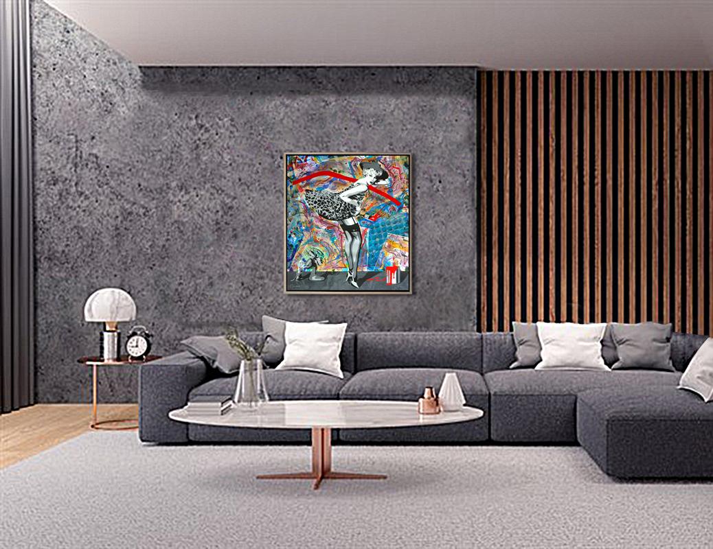 The Fan 2020, Mixed Media, Acrylic, oil stick, Metallic spray paint on canvas en venta 9