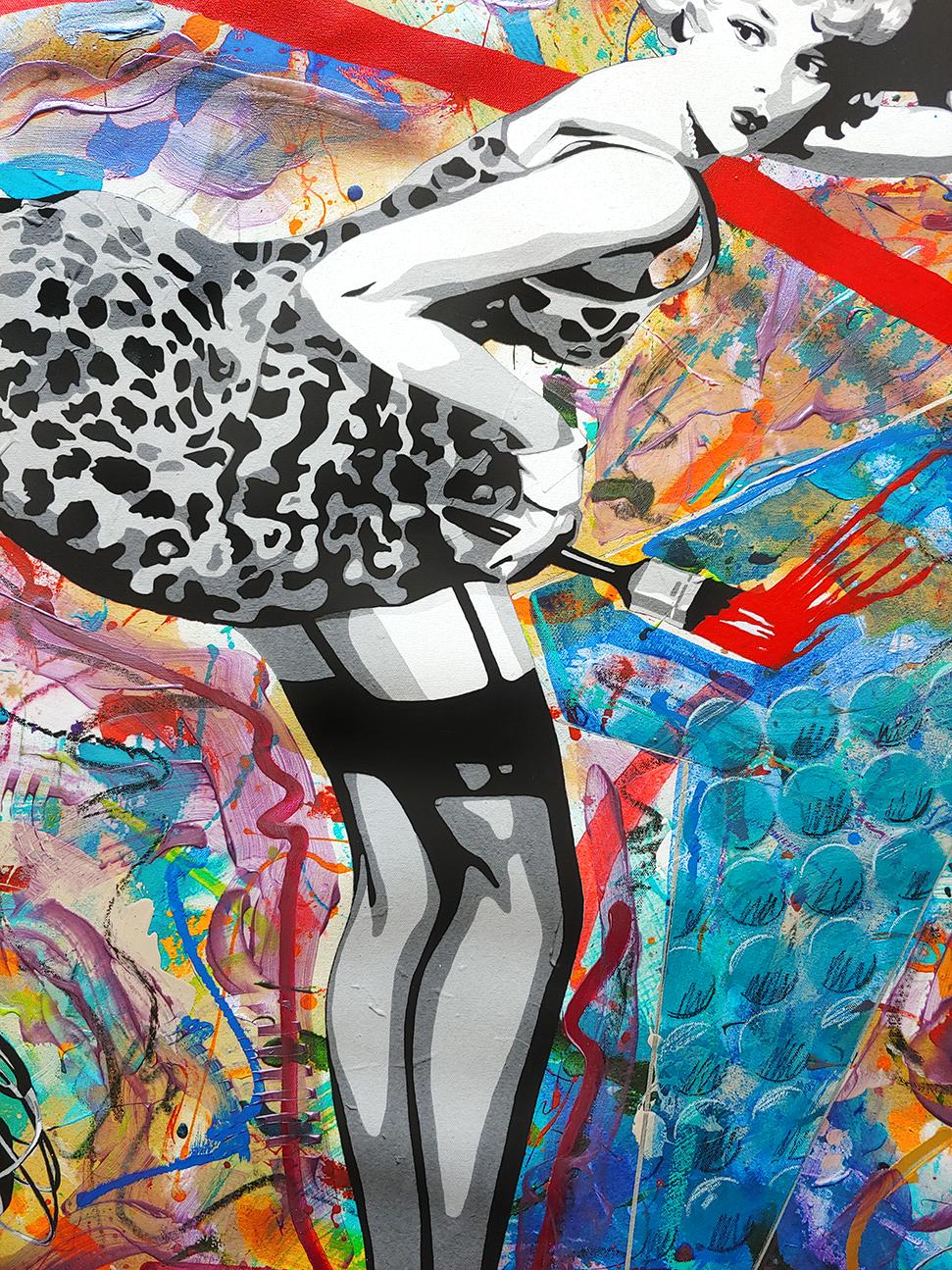 The Fan 2020, Mixed Media, Acrylic, oil stick, Metallic spray paint on canvas en venta 3