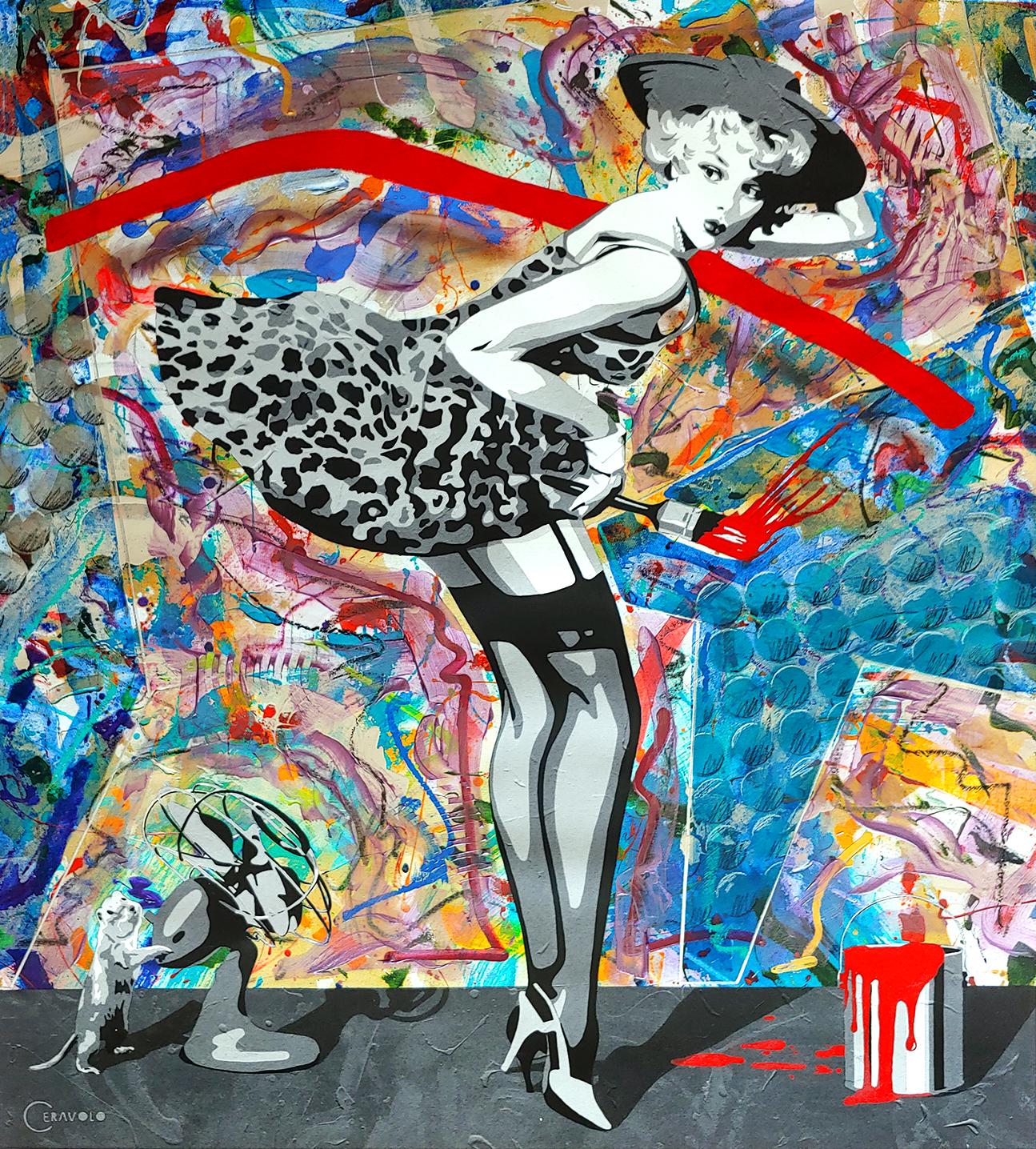 The Fan 2020, Mixed Media, Acrylic, oil stick, Metallic spray paint on canvas en venta 8