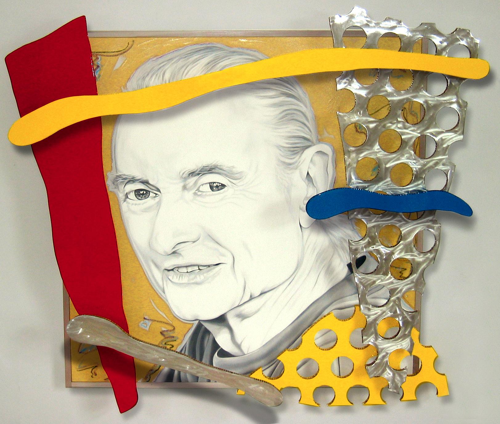 „Das letzte Porträt von Roy Lichtenstein von Ceravolo“, 74x82x10 Zoll, Öl & Aluminium im Angebot 4
