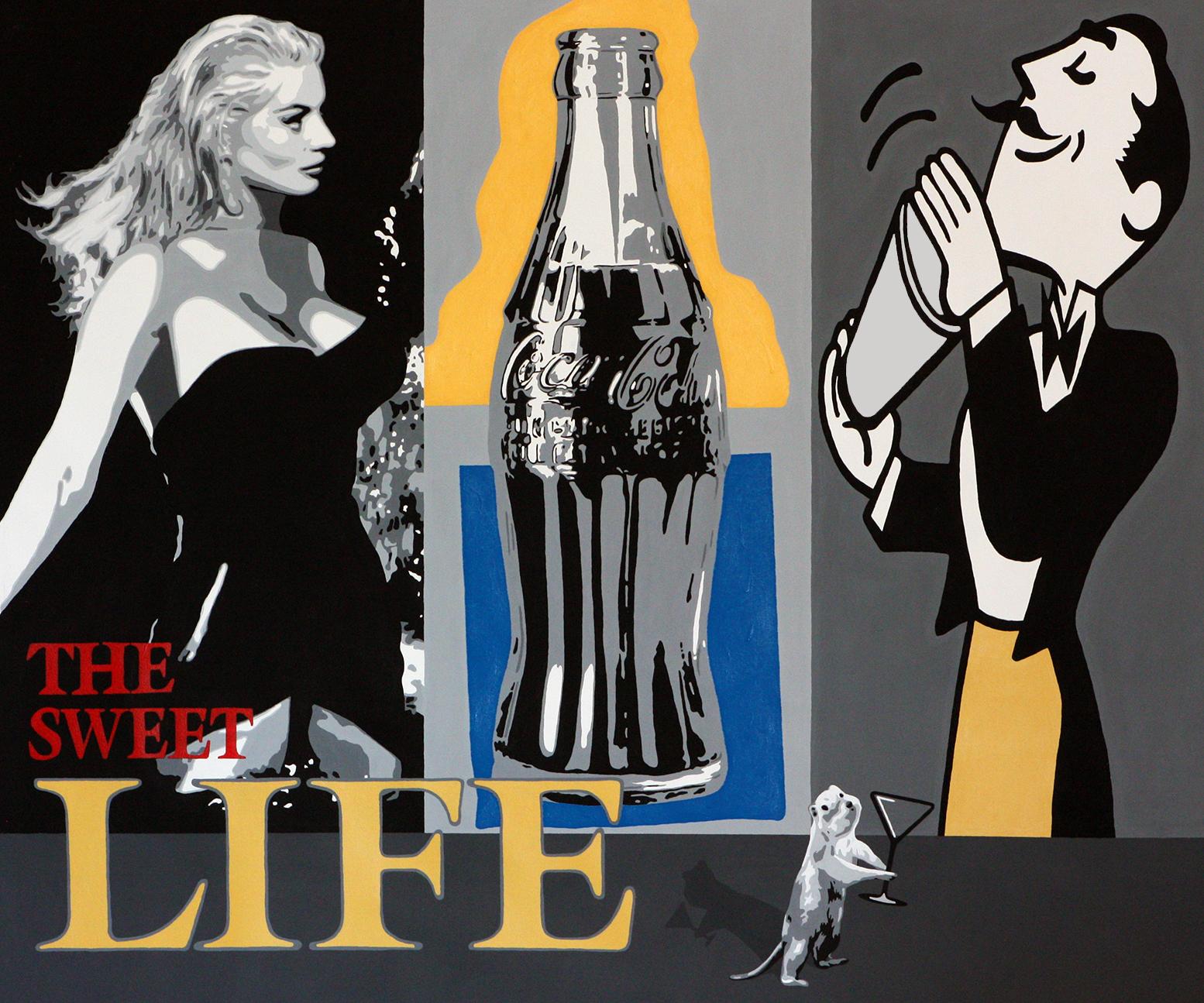 The Sweet Life, ITALIE La Dolce Vita, Grande huile et acrylique sur toile, 52x62 po.