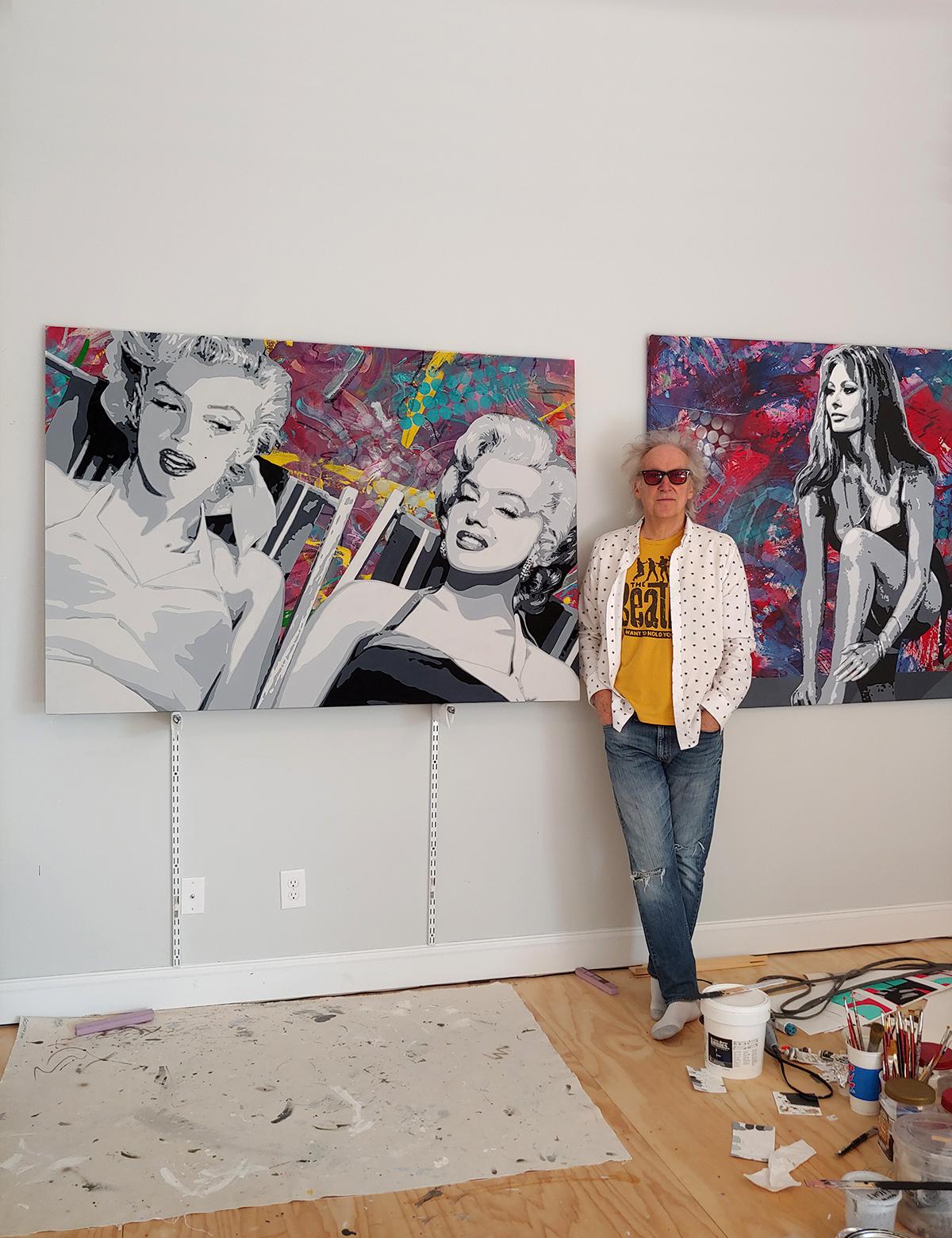 „The Fabulous Monroe Sisters“ Großes Öl- und Acrylgemälde auf Leinwand 46x66  im Angebot 6