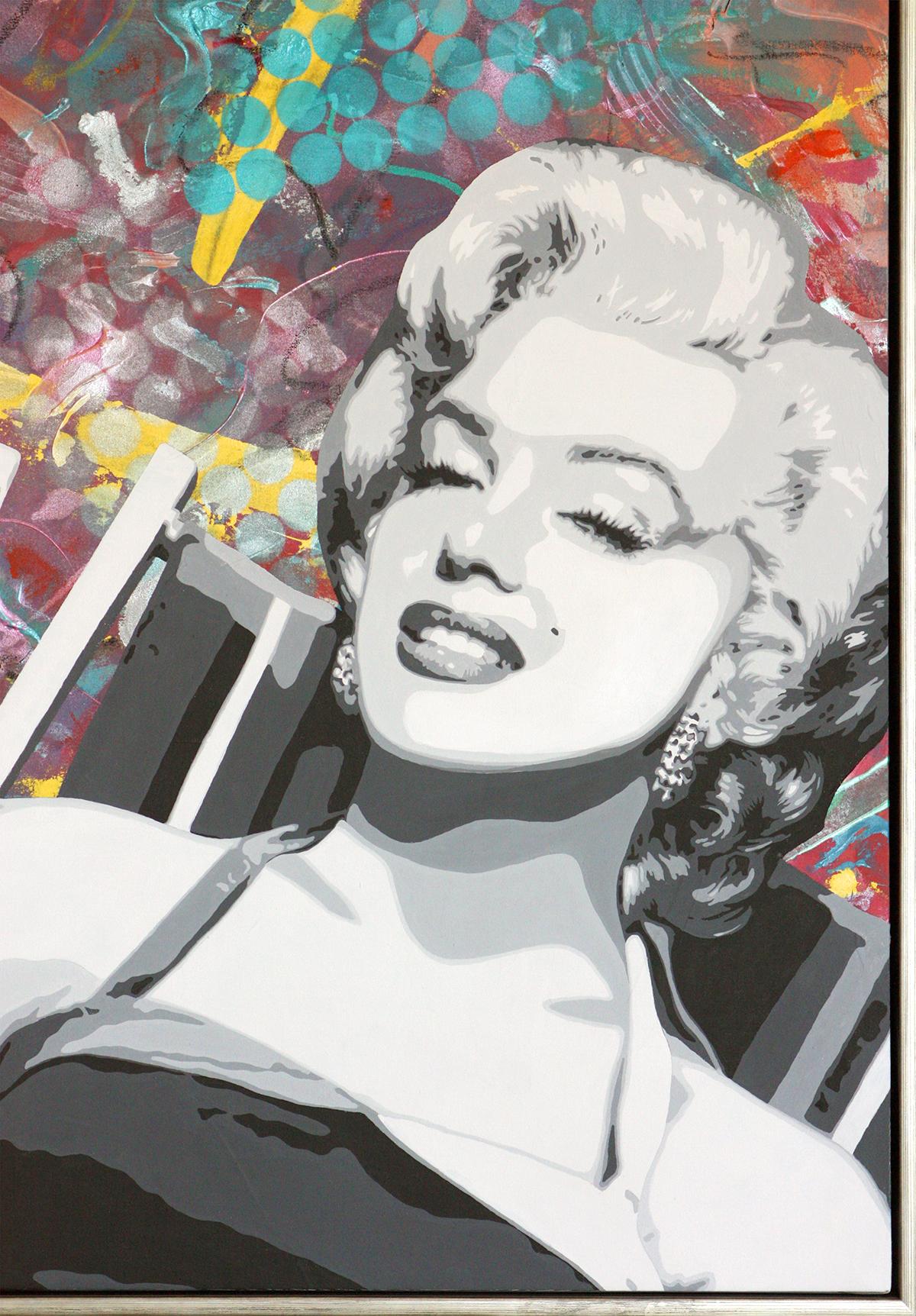 « The Fabulous Monroe Sisters », grande huile et acrylique sur toile 46x66 - Pop Art Painting par Ceravolo