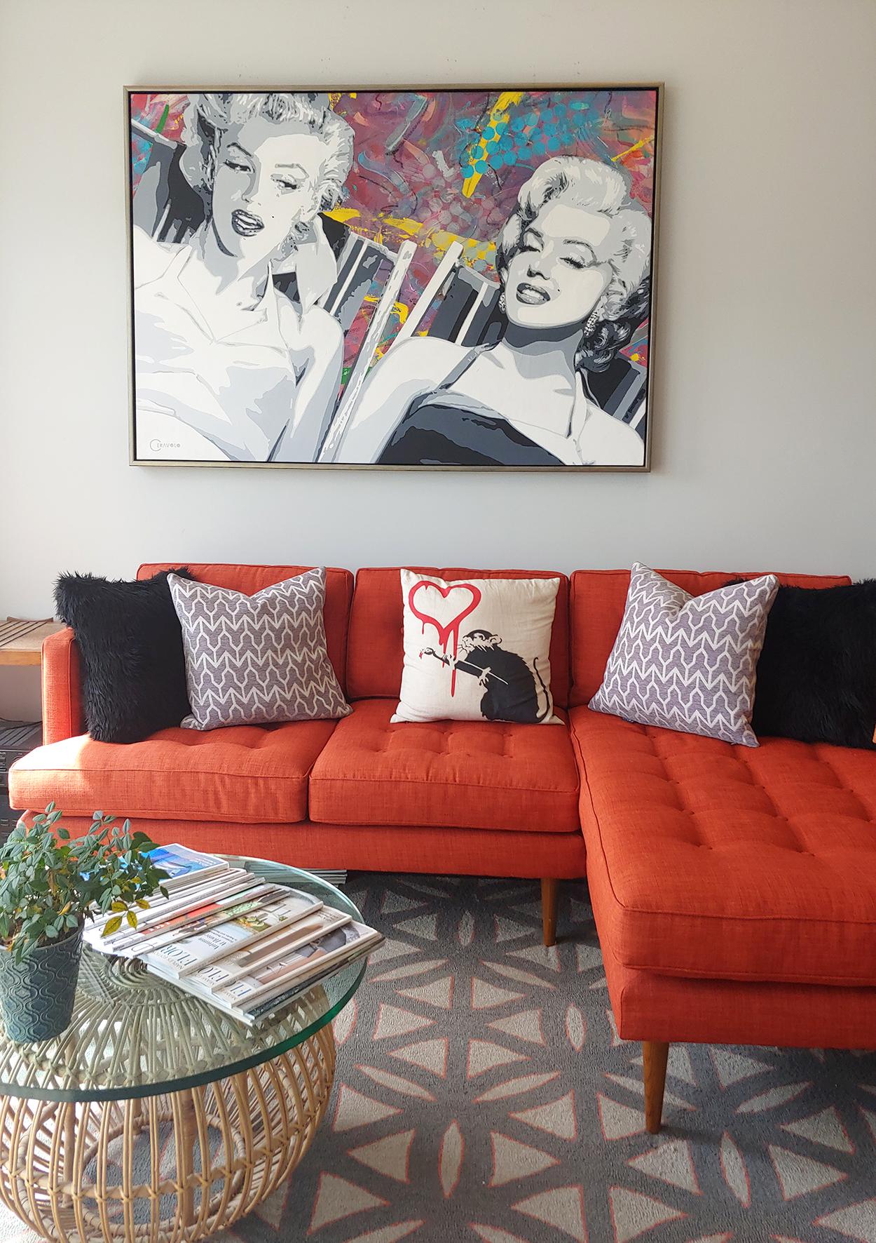 „The Fabulous Monroe Sisters“ Großes Öl- und Acrylgemälde auf Leinwand 46x66  im Angebot 10