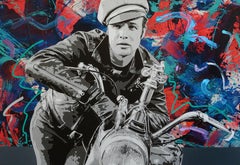Brando and G 36x52" Mixed Media painting Acrylic, oil stick, archival ink, spray