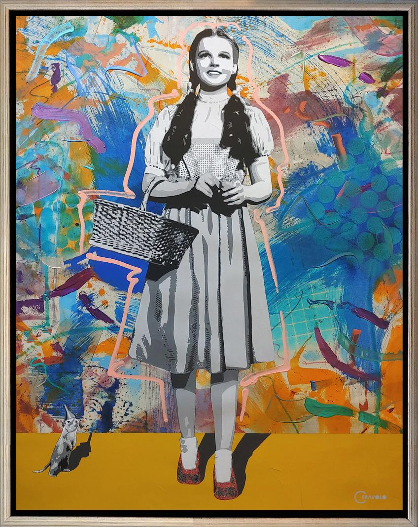 Ceravolo Figurative Painting - "There
s No Place Like Home" Acrylic, Diamond Dust, Spray Paint and mixed media