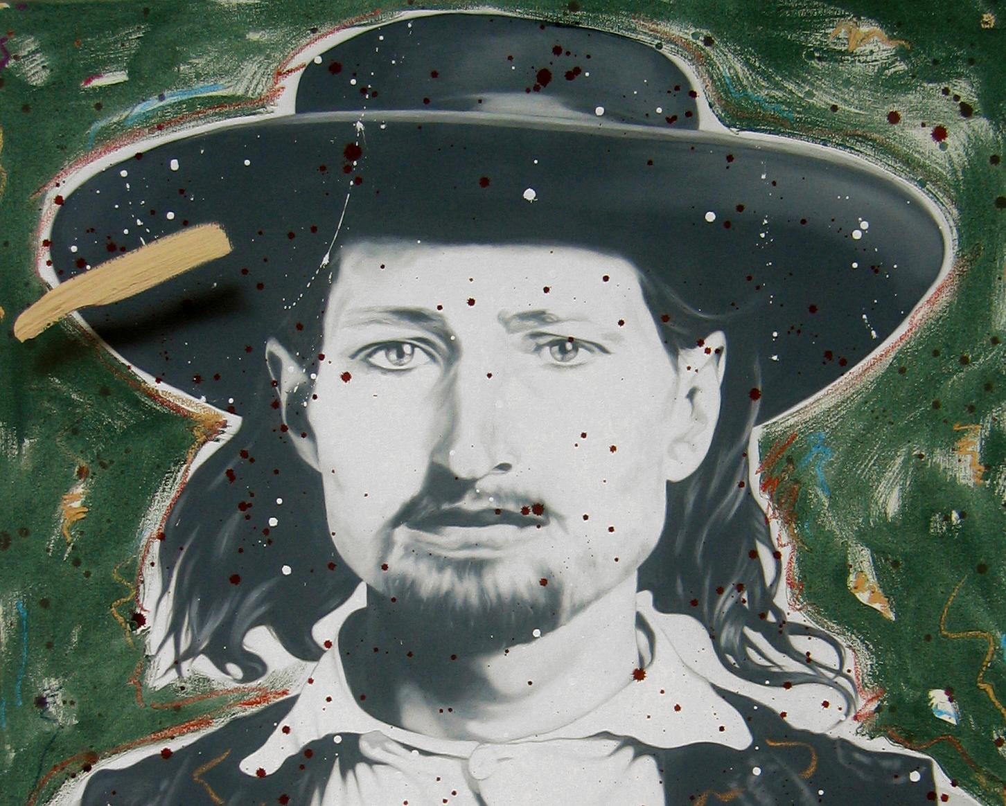 „Wild Bill Hickok 1853“, Wild West Deadwood, groß 53x40 Zoll, Öl Leinwand Western-Kunst – Painting von Ceravolo