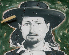 "Wild Bill Hickok 1853", Wild West Deadwood, large 53x40" oil canvas western art