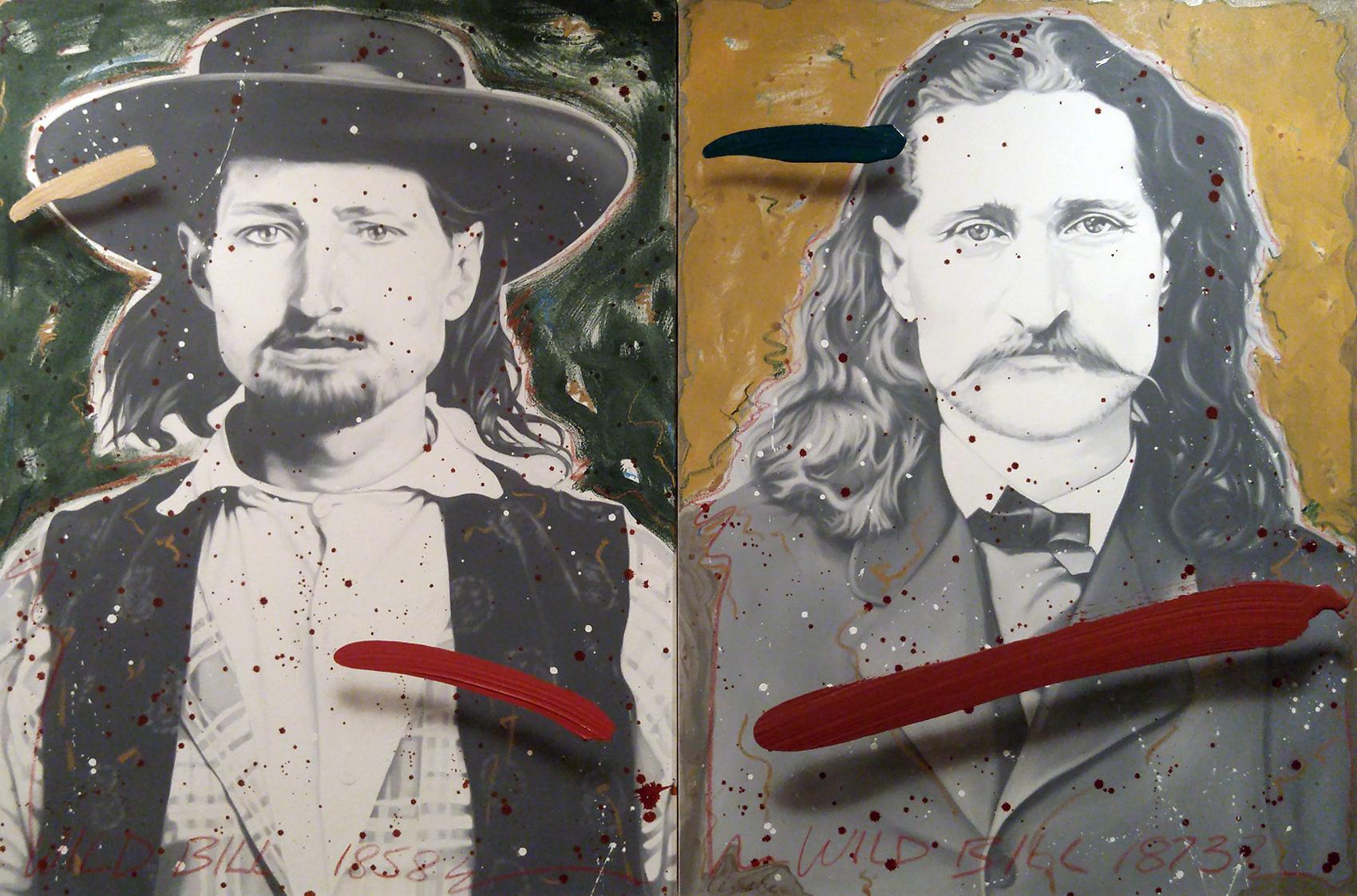Ceravolo Figurative Painting - "Wild Bill Hickok" Large Old West Yellowstone cowboy style oil on canvas 53x80"