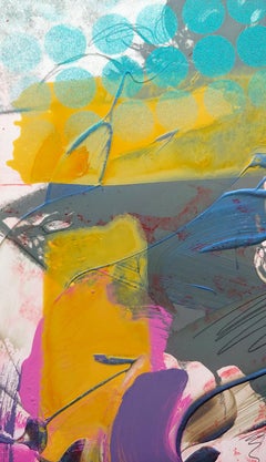 Femme 1, Acrylique, émail, bâton d'huile. Peinture à l'huile métallique sur carton sérigraphié