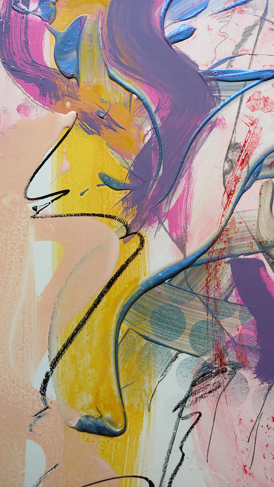 Frau 1, Acryl, Emaille, Ölstift. Metallic-Sprühfarbe auf Siebdruckplatte (Pop-Art), Painting, von Ceravolo