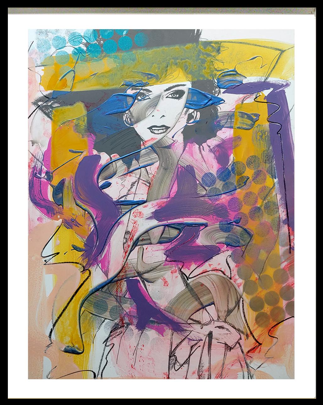 Donna 1 , Acrilico, smalto, olio stick. vernice spray metallizzata su tavola serigrafata