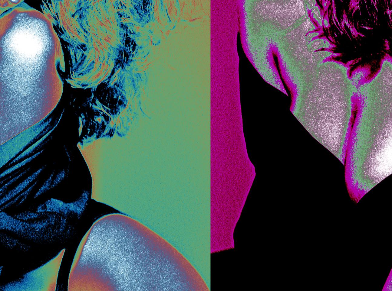 „Double Fantasy“ Vintage solarisierte B&W-Fotografie mit Farbe hinzugefügt, 30x36“  (Zeitgenössisch), Photograph, von Ceravolo
