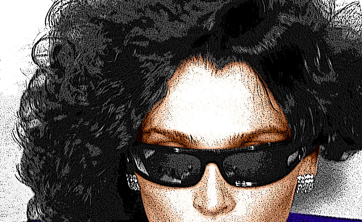 Sunglasses and Diamonds, Stylized and colorized Fashion photograph - Photograph by Ceravolo