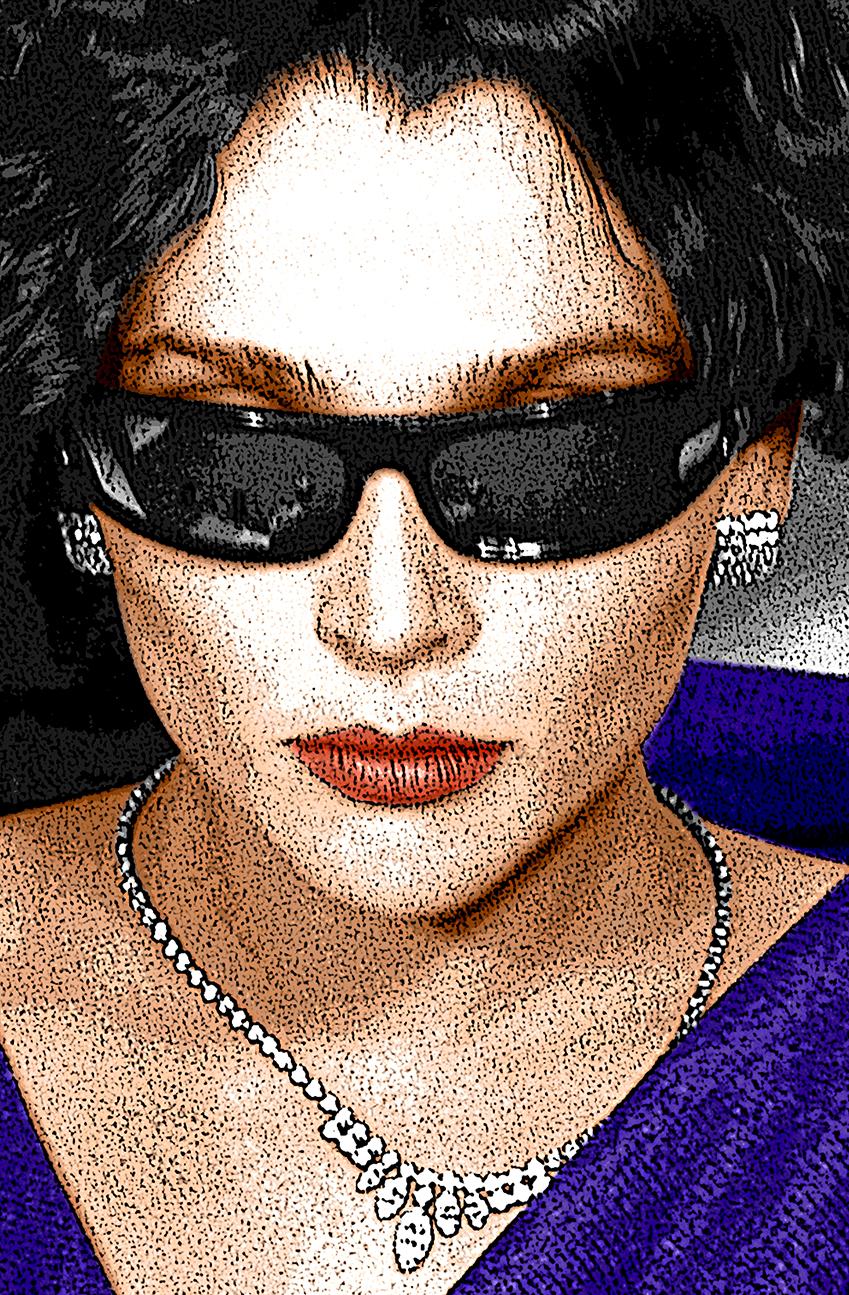 Sunglasses and Diamonds, Stylized and colorized Fashion photograph - Contemporary Photograph by Ceravolo