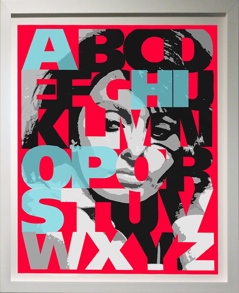 "Alphabet Sophia Aqua", 42x36",