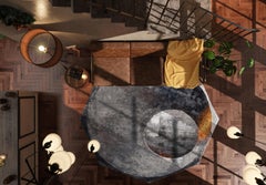 CERC Hand Tufted Modern Shaped Silk Rug in Taupe Rust Colour By Hands