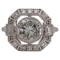 Cerca 1930's Art Deco Platinum 1.50 Carat Diamond Engagement Ring