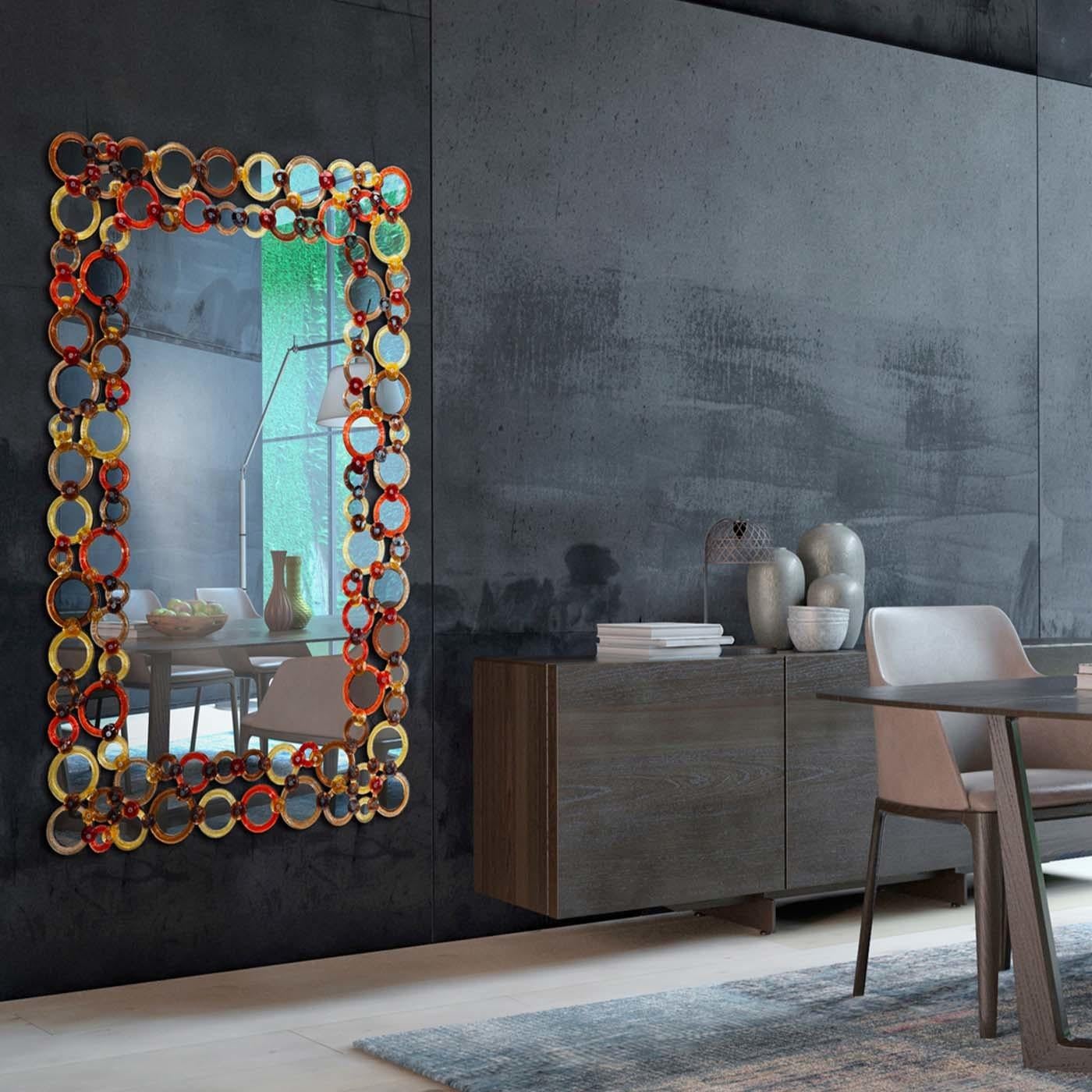 Modern Cerchi Color Rectangular Mirror by Ongaro & Fuga For Sale