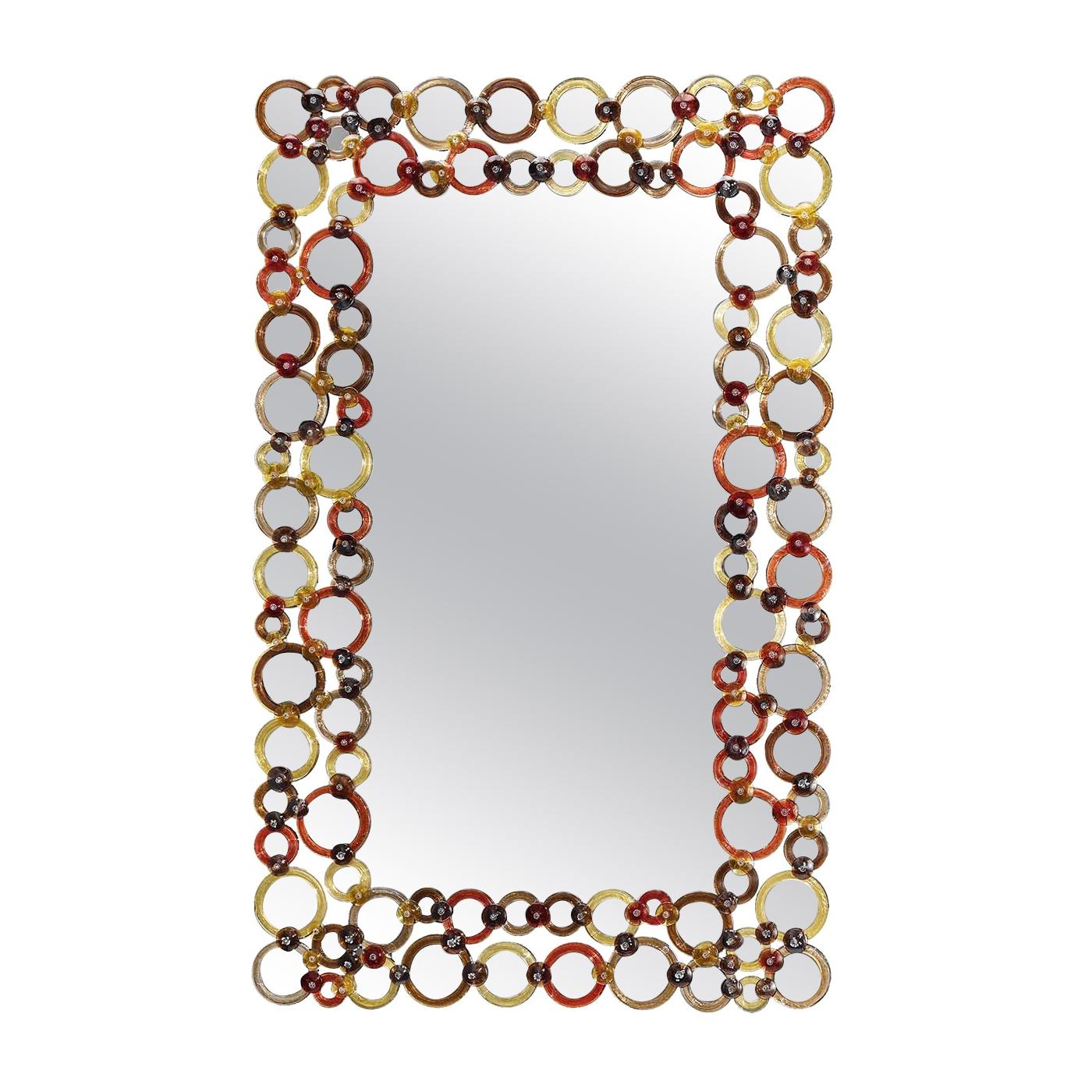 Cerchi Color Rectangular Mirror by Ongaro & Fuga For Sale