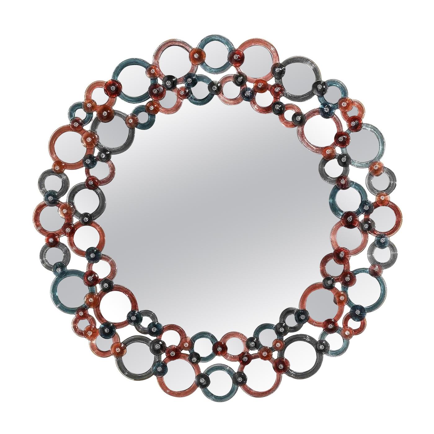 Cerchi Color Round Mirror by Ongaro & Fuga For Sale