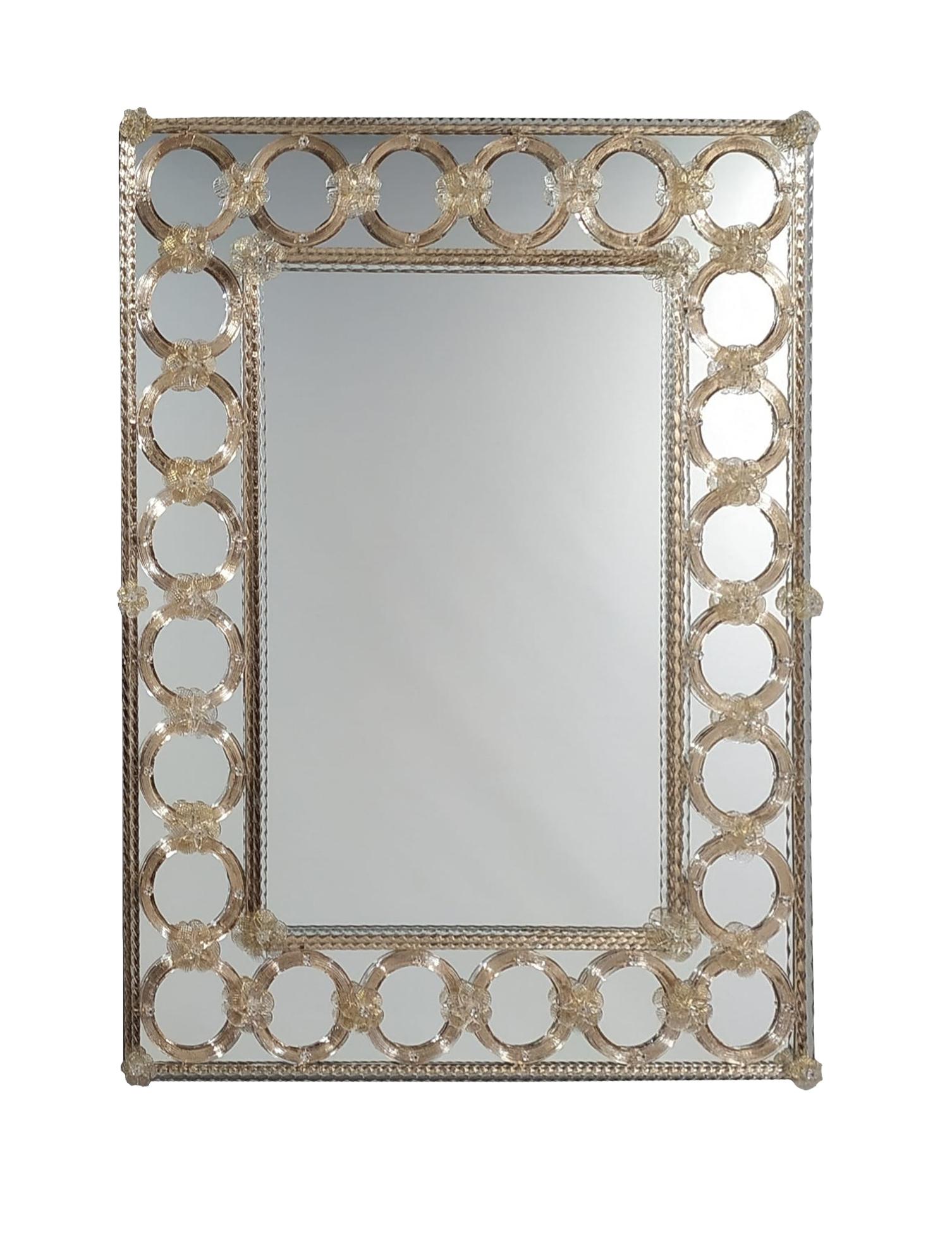 Miroir en verre de Murano «CERCHI » de style vénitien par Fratelli Tosi, fabriqué en Italie en vente 1