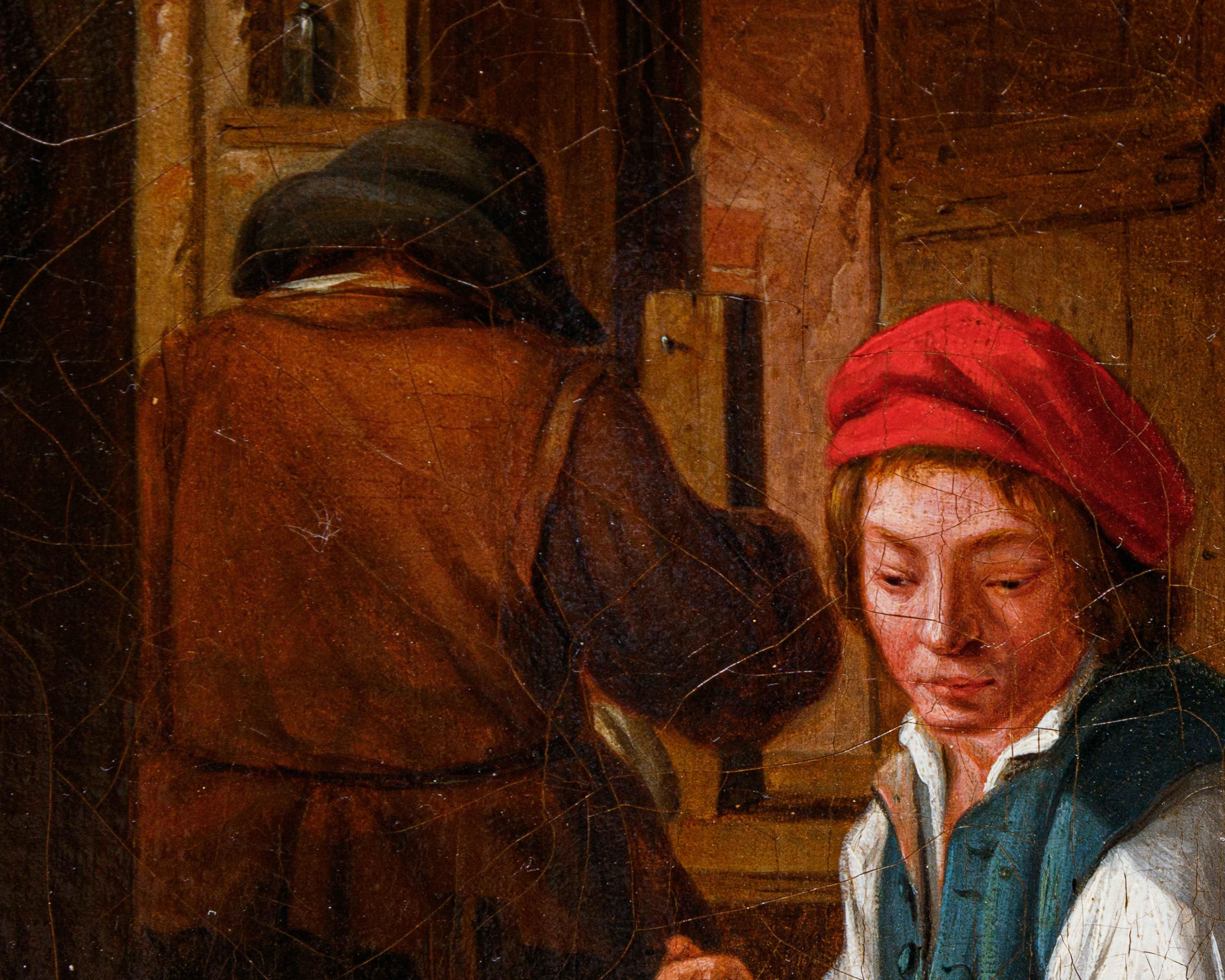 Huilé Cercle de David Teniers (Anvers, 1610 - Bruxelles, 1690), Intérieur avec personnages en vente