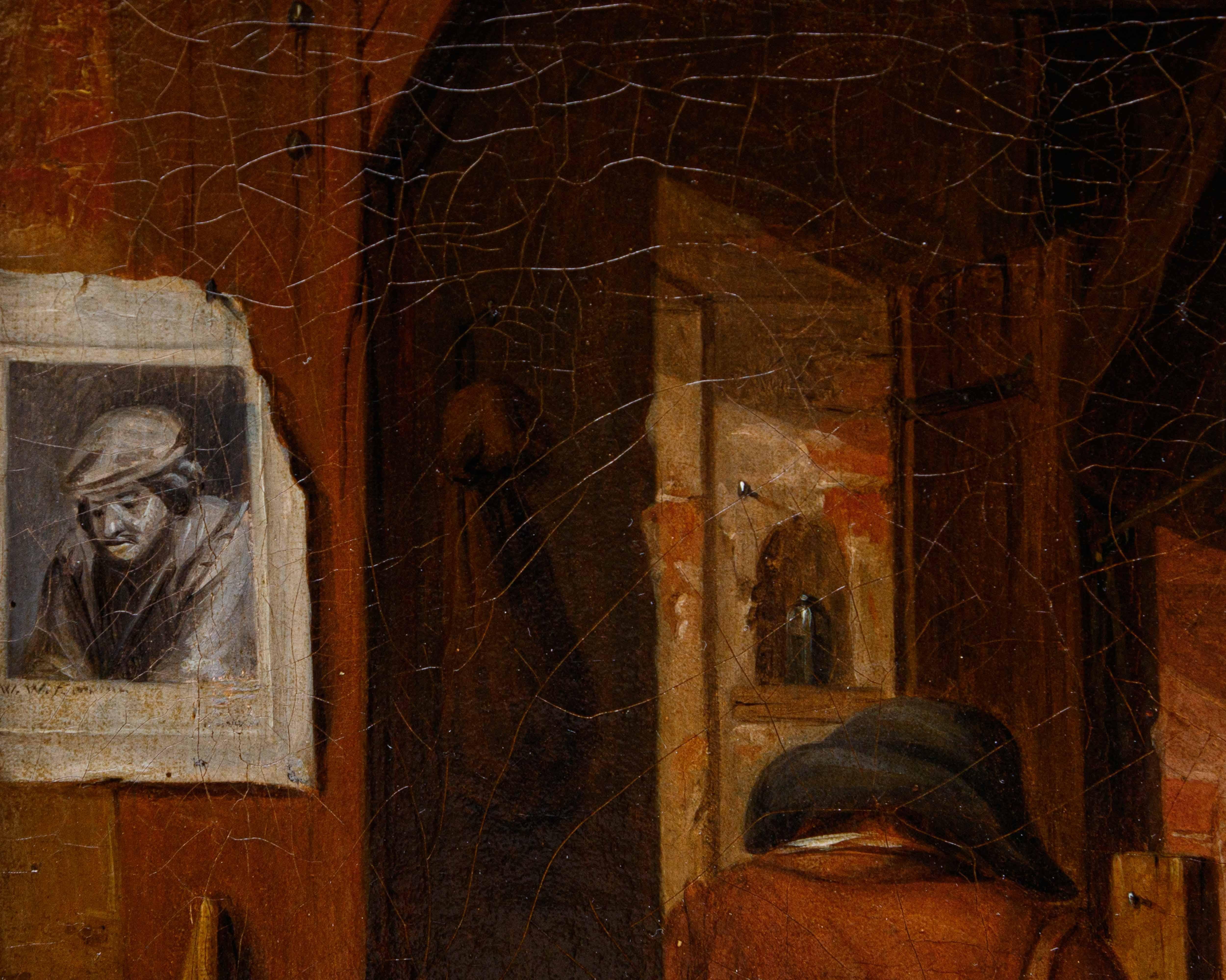 18th Century and Earlier Cercle de David Teniers (Anvers, 1610 - Bruxelles, 1690), Intérieur avec personnages en vente