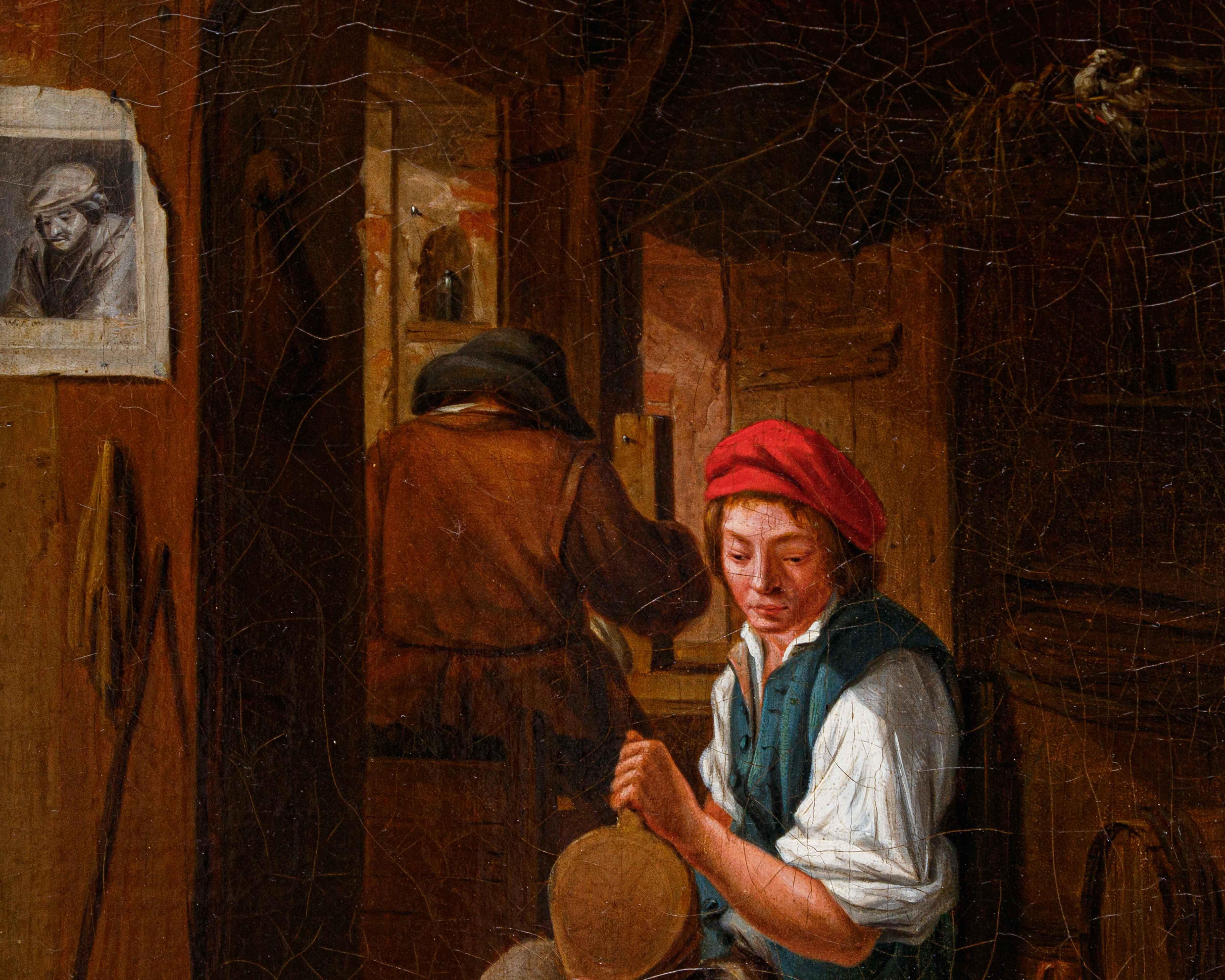 Toile Cercle de David Teniers (Anvers, 1610 - Bruxelles, 1690), Intérieur avec personnages en vente