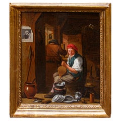 Kreis von David Teniers (Antwerpen, 1610 - Brüssel, 1690), Innenraum mit Figuren