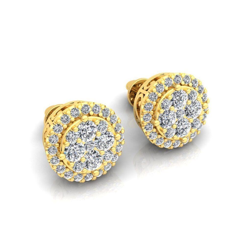 Modern Cercle Diamond Stud Earrings, 18k Gold, 0.77ct For Sale