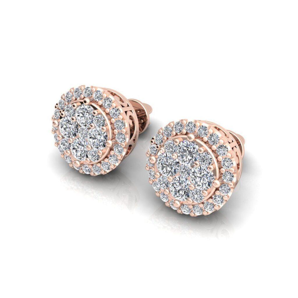 Modern Cercle Diamond Stud Earrings, 18k Rose Gold, 0.77ct For Sale