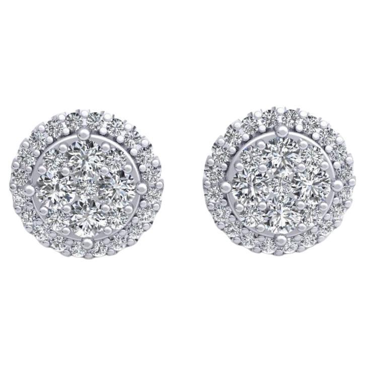 Cercle Diamond Stud Earrings, 18k White Gold, 0.77ct For Sale