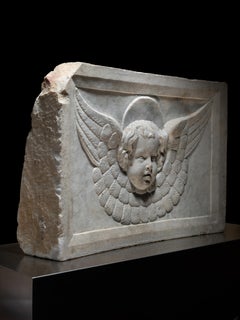 Cercle of Jacopo della Pila - Marble relief depicting a winged Cherub