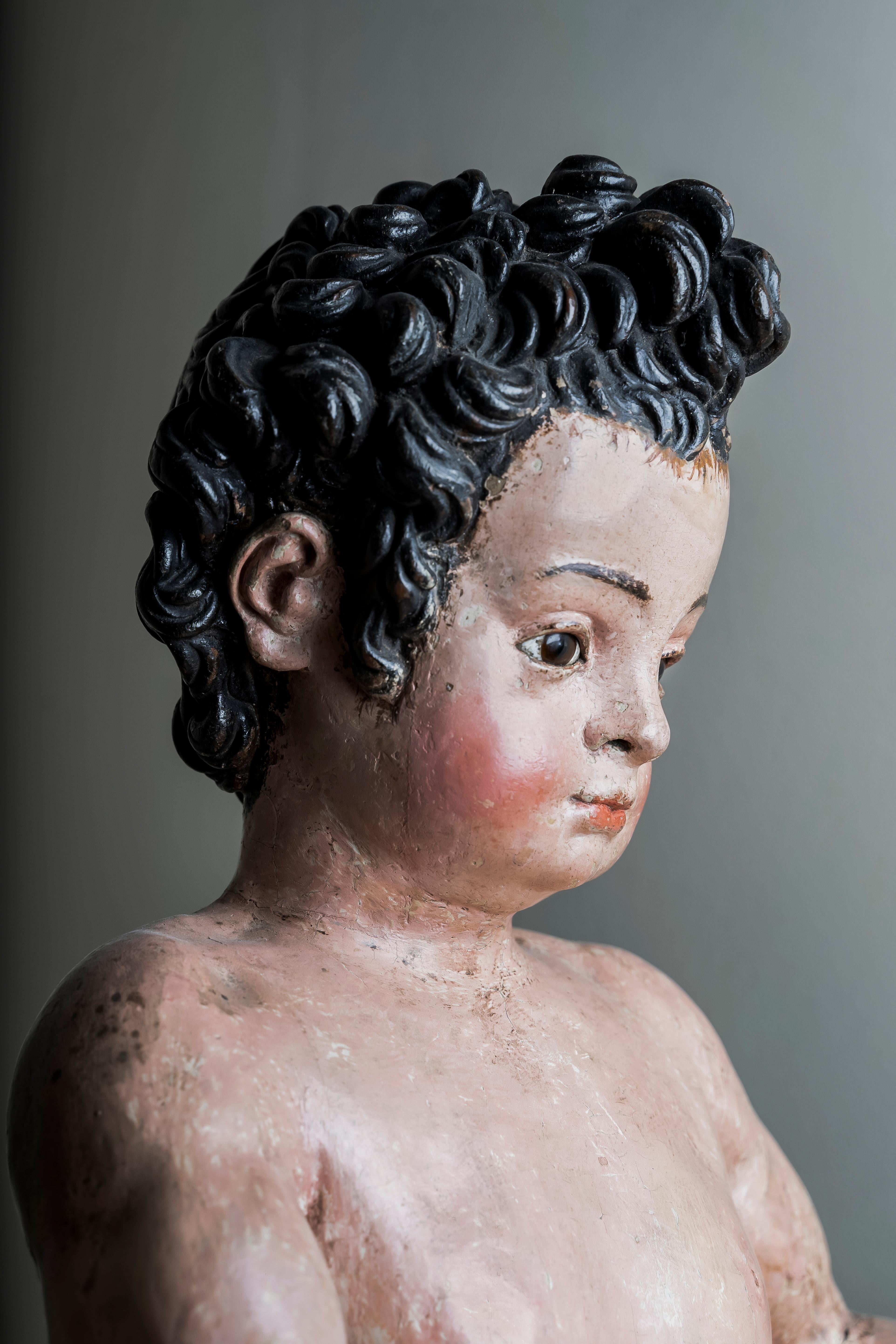 Sculpté Cercle de Juan Martinez Montañés '1568-1649', Infant St Jean Baptiste  en vente