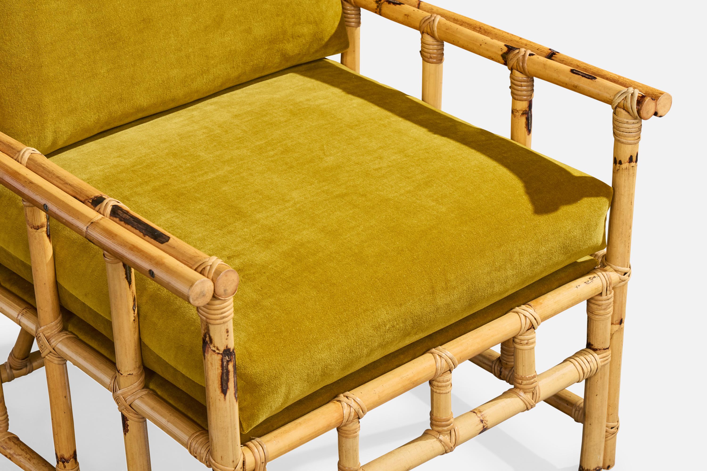 Cerdá, Sedie da salotto, Bambù, Rattan, Velluto, Spagna, anni '50 in vendita 4